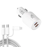 TE-P66 75W Type-C x 2 듀얼 포트 고속 충전 차량용 충전기, Type-C to Type-C / 8핀 데이터 케이블 포함, TE-P66 케이블 포함