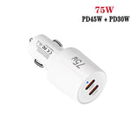 TE-P66 75W Type-C x 2 듀얼 포트 고속 충전 차량용 충전기, Type-C to Type-C / 8핀 데이터 케이블 포함, TE-P66 케이블 포함