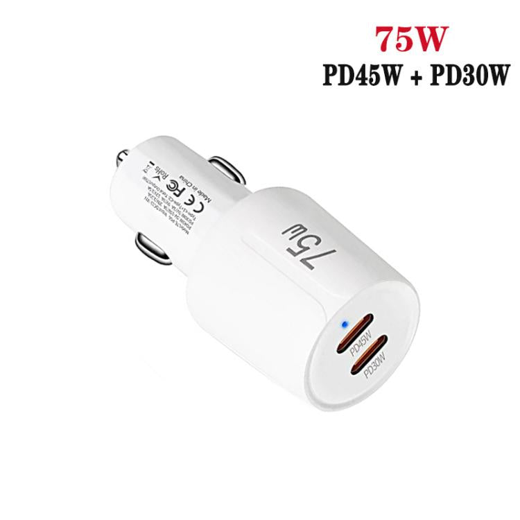TE-P66 75W Type-C x 2 듀얼 포트 고속 충전 차량용 충전기, Type-C to Type-C / 8핀 데이터 케이블 포함, TE-P66 케이블 포함