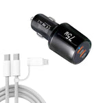 TE-P66 75W Type-C x 2 듀얼 포트 고속 충전 차량용 충전기, Type-C to Type-C / 8핀 데이터 케이블 포함, TE-P66 케이블 포함
