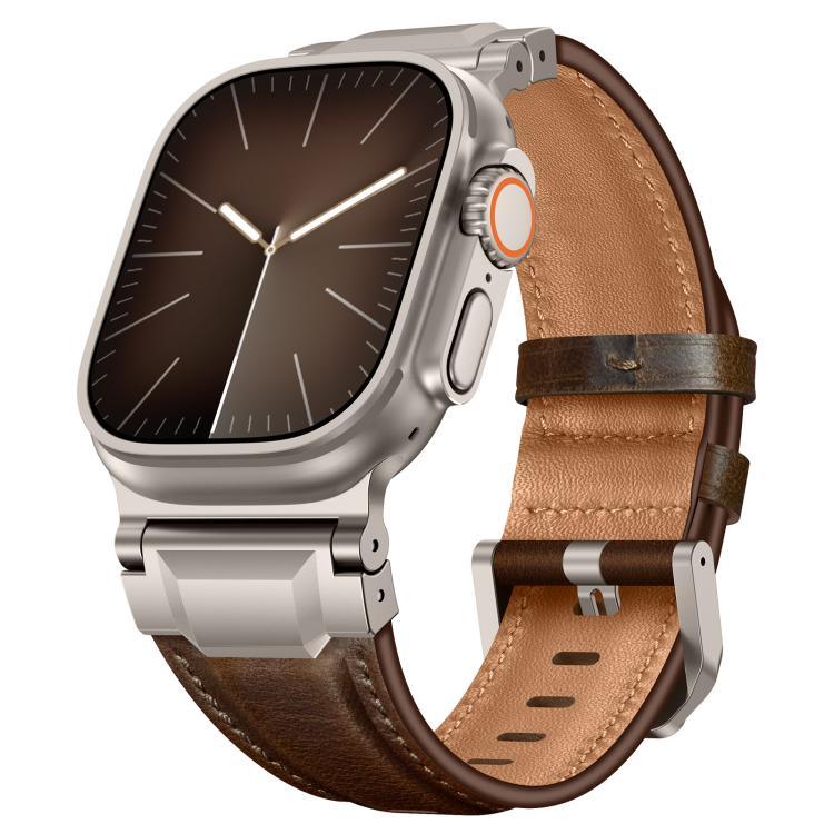 아머 스타일 가죽 시계 밴드, 애플 워치 46mm / 49mm / 45mm / 44mm용