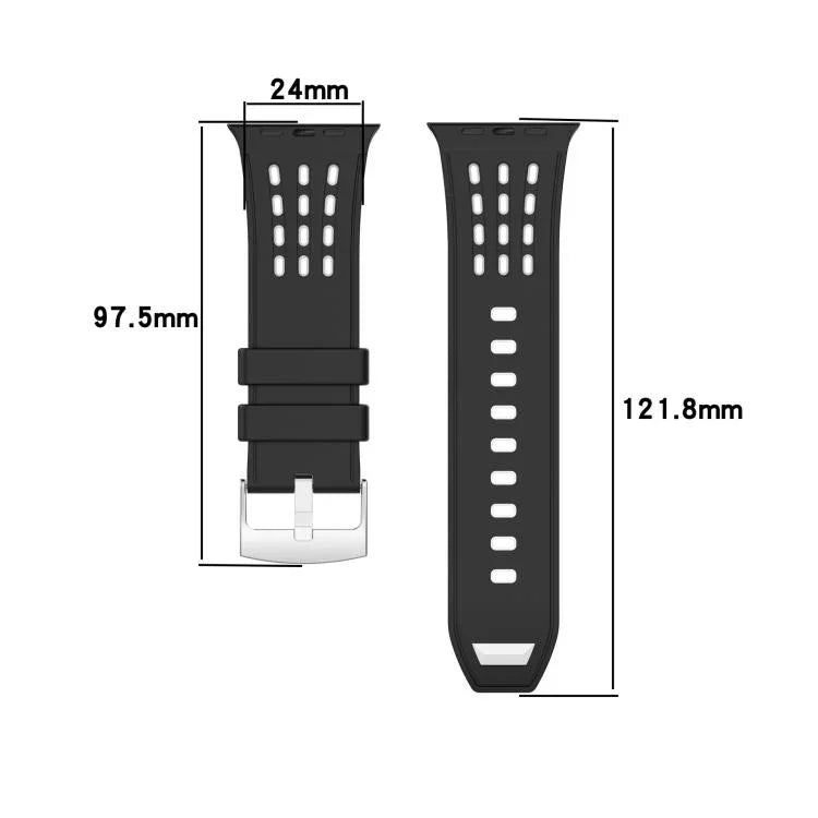 세로 구멍 투톤 통기성 실리콘 시계 밴드, 애플 워치 46mm / 49mm / 45mm / 44mm용