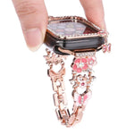 태슬 플라워 단일 다이아몬드 홀로우 시계 케이스 밴드 키트, Apple Watch 시리즈 6 / 5 / 4 & SE 44mm용, Apple Watch 시리즈 6 / 5 / 4 & SE 40mm용, Apple Watch 시리즈 10 / 11 46mm용, Apple Watch 시리즈 10 / 11 42mm용