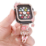 태슬 플라워 단일 다이아몬드 홀로우 시계 케이스 밴드 키트, Apple Watch 시리즈 6 / 5 / 4 & SE 44mm용, Apple Watch 시리즈 6 / 5 / 4 & SE 40mm용, Apple Watch 시리즈 10 / 11 46mm용, Apple Watch 시리즈 10 / 11 42mm용