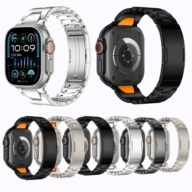 H형 퀵 릴리스 나비 버클 스테인리스 스틸 시계 밴드, Apple Watch 44mm / 45mm / 46mm / 49mm용, Apple Watch 42mm / 41mm / 40mm / 38mm용