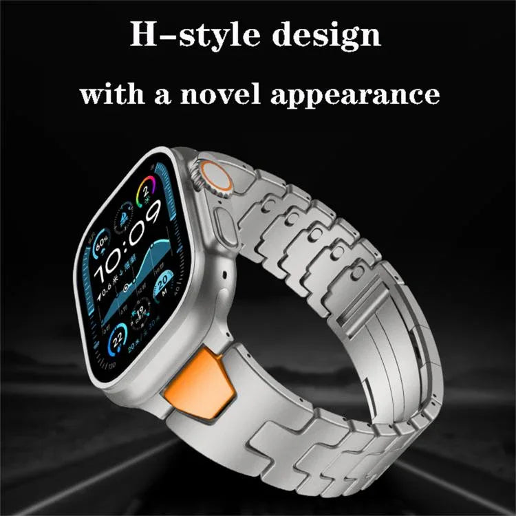 H형 퀵 릴리스 나비 버클 스테인리스 스틸 시계 밴드, Apple Watch 44mm / 45mm / 46mm / 49mm용, Apple Watch 42mm / 41mm / 40mm / 38mm용