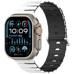멜로디카 스타일 자석 듀얼 컬러 실리콘 시계 밴드, 애플 워치 46mm / 49mm / 45mm / 44mm용, 애플 워치 42mm / 41mm / 40mm / 38mm용
