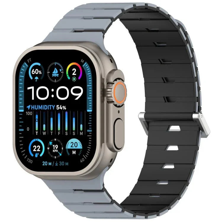 멜로디카 스타일 자석 듀얼 컬러 실리콘 시계 밴드, 애플 워치 46mm / 49mm / 45mm / 44mm용, 애플 워치 42mm / 41mm / 40mm / 38mm용