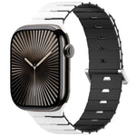 멜로디카 스타일 자석 듀얼 컬러 실리콘 시계 밴드, 애플 워치 46mm / 49mm / 45mm / 44mm용, 애플 워치 42mm / 41mm / 40mm / 38mm용