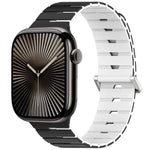 멜로디카 스타일 자석 듀얼 컬러 실리콘 시계 밴드, 애플 워치 46mm / 49mm / 45mm / 44mm용, 애플 워치 42mm / 41mm / 40mm / 38mm용