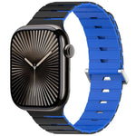 멜로디카 스타일 자석 듀얼 컬러 실리콘 시계 밴드, 애플 워치 46mm / 49mm / 45mm / 44mm용, 애플 워치 42mm / 41mm / 40mm / 38mm용