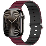 멜로디카 스타일 자석 듀얼 컬러 실리콘 시계 밴드, 애플 워치 46mm / 49mm / 45mm / 44mm용, 애플 워치 42mm / 41mm / 40mm / 38mm용