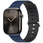 멜로디카 스타일 자석 듀얼 컬러 실리콘 시계 밴드, 애플 워치 46mm / 49mm / 45mm / 44mm용, 애플 워치 42mm / 41mm / 40mm / 38mm용