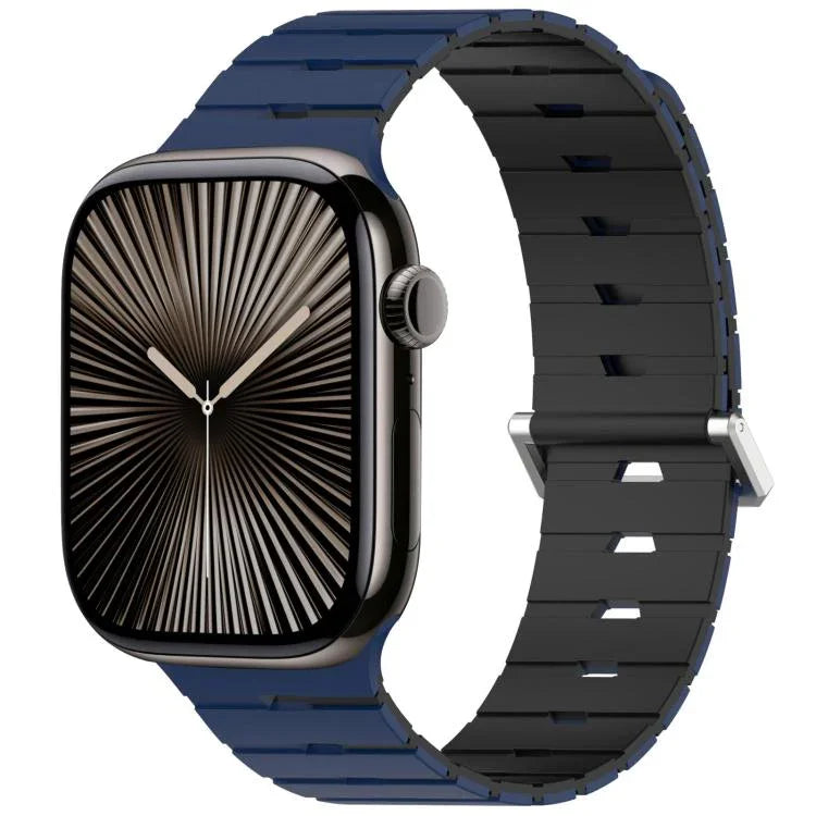 멜로디카 스타일 자석 듀얼 컬러 실리콘 시계 밴드, 애플 워치 46mm / 49mm / 45mm / 44mm용, 애플 워치 42mm / 41mm / 40mm / 38mm용