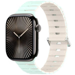 멜로디카 스타일 자석 듀얼 컬러 실리콘 시계 밴드, 애플 워치 46mm / 49mm / 45mm / 44mm용, 애플 워치 42mm / 41mm / 40mm / 38mm용