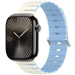멜로디카 스타일 자석 듀얼 컬러 실리콘 시계 밴드, 애플 워치 46mm / 49mm / 45mm / 44mm용, 애플 워치 42mm / 41mm / 40mm / 38mm용