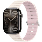 멜로디카 스타일 자석 듀얼 컬러 실리콘 시계 밴드, 애플 워치 46mm / 49mm / 45mm / 44mm용, 애플 워치 42mm / 41mm / 40mm / 38mm용