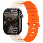 멜로디카 스타일 자석 듀얼 컬러 실리콘 시계 밴드, 애플 워치 46mm / 49mm / 45mm / 44mm용, 애플 워치 42mm / 41mm / 40mm / 38mm용