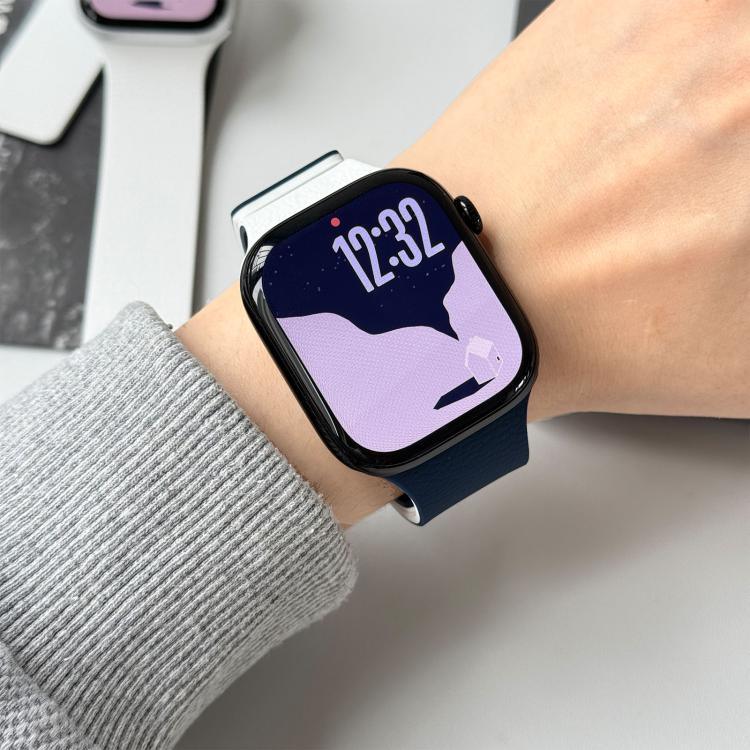 투톤 리치 텍스처 자석 실리콘 시계 밴드, 애플 워치 46mm / 49mm / 45mm / 44mm용, 애플 워치 42mm / 41mm / 40mm / 38mm용
