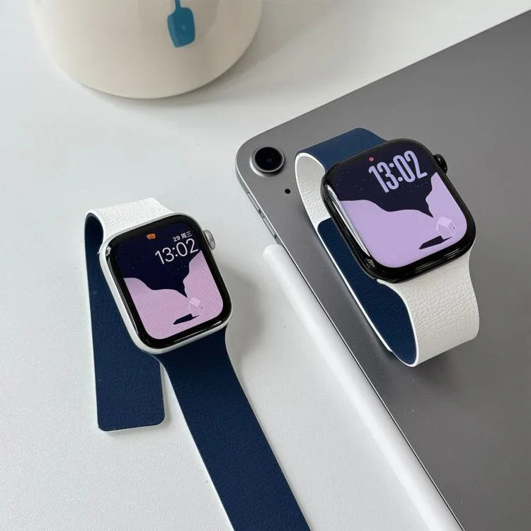 투톤 리치 텍스처 자석 실리콘 시계 밴드, 애플 워치 46mm / 49mm / 45mm / 44mm용, 애플 워치 42mm / 41mm / 40mm / 38mm용