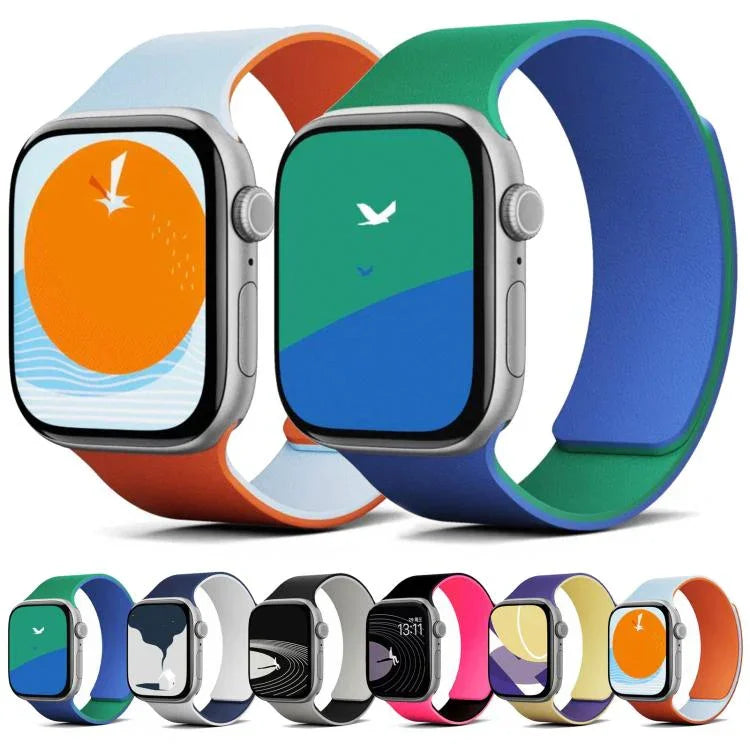 투톤 리치 텍스처 자석 실리콘 시계 밴드, 애플 워치 46mm / 49mm / 45mm / 44mm용, 애플 워치 42mm / 41mm / 40mm / 38mm용