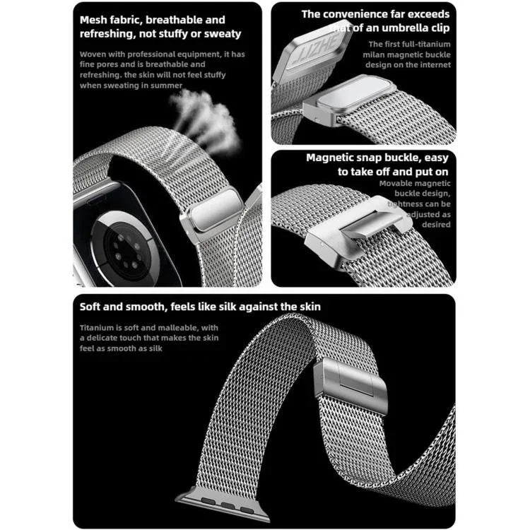 밀라네제 자석 버클 풀 티타늄 메탈 시계 밴드, 애플 워치 46mm / 49mm / 45mm / 44mm용