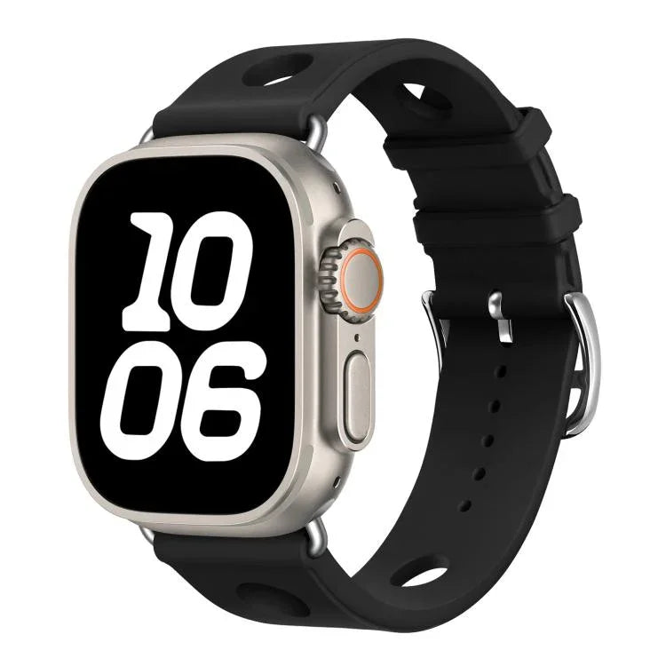 사다리 버클 구멍 실리콘 시계 밴드, 애플 워치 46mm / 49mm / 45mm / 44mm용, 애플 워치 42mm / 41mm / 40mm / 38mm용