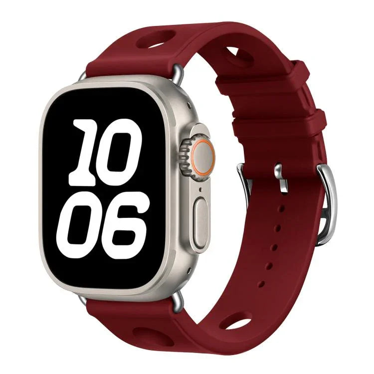 사다리 버클 구멍 실리콘 시계 밴드, 애플 워치 46mm / 49mm / 45mm / 44mm용, 애플 워치 42mm / 41mm / 40mm / 38mm용
