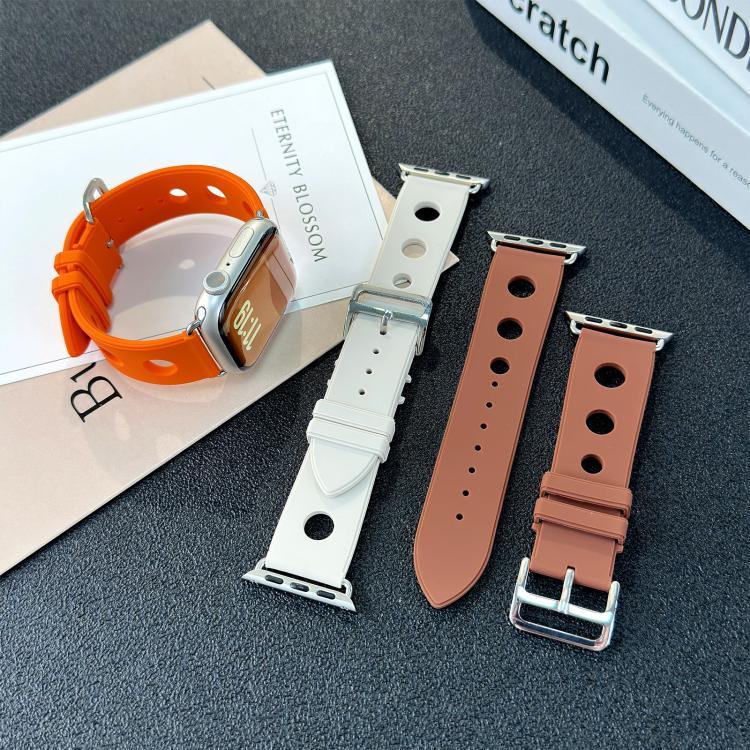 사다리 버클 구멍 실리콘 시계 밴드, 애플 워치 46mm / 49mm / 45mm / 44mm용, 애플 워치 42mm / 41mm / 40mm / 38mm용