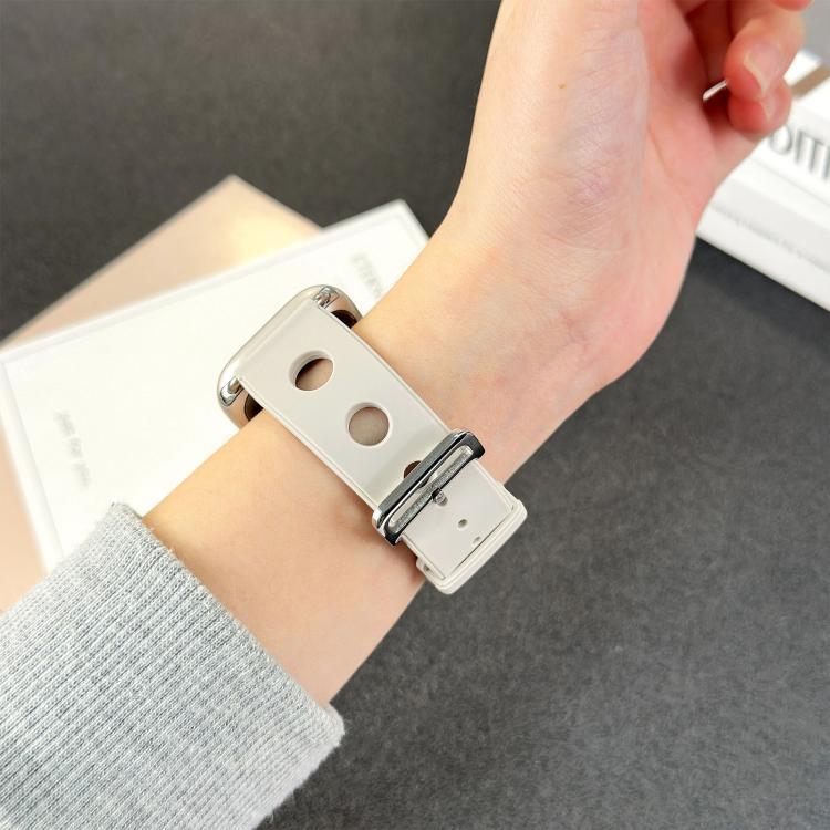사다리 버클 구멍 실리콘 시계 밴드, 애플 워치 46mm / 49mm / 45mm / 44mm용, 애플 워치 42mm / 41mm / 40mm / 38mm용