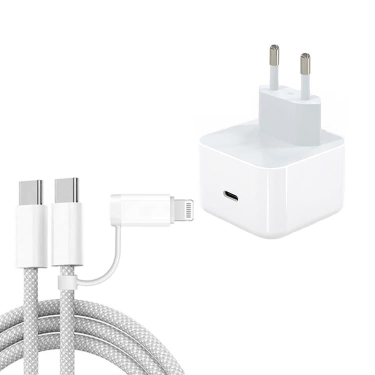 A3365 PD40W USB-C / 타입-C 충전기 및 타입-C to 타입-C / 8핀 데이터 케이블, 유럽 플러그, 유럽 플러그 + 1m 2-in-1 케이블