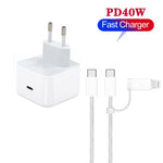 A3365 PD40W USB-C / 타입-C 충전기 및 타입-C to 타입-C / 8핀 데이터 케이블, 유럽 플러그, 유럽 플러그 + 1m 2-in-1 케이블