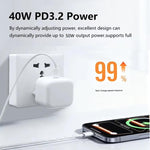 A3365 PD40W USB-C / Type-C Charger with Type-C to Type-C Data Cable, UK Plug, UK Plug + 1m Type-C Cable, UK Plug + 2m Type-C Cable