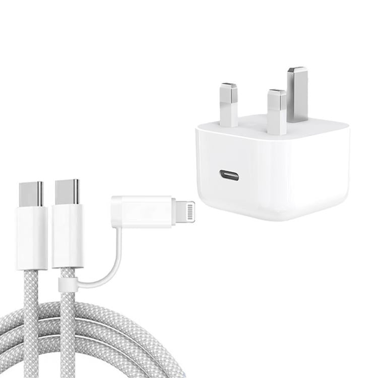 A3365 PD40W USB-C / 타입-C 충전기 및 타입-C to 타입-C / 8핀 데이터 케이블, 영국 플러그, 영국 플러그 + 1m 2-in-1 케이블