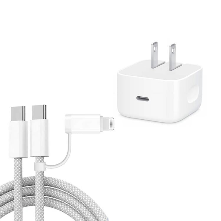 A3365 PD40W USB-C / 타입-C 충전기 및 타입-C to 타입-C / 8핀 데이터 케이블, 미국 플러그, 미국 플러그 + 1m 2-in-1 케이블