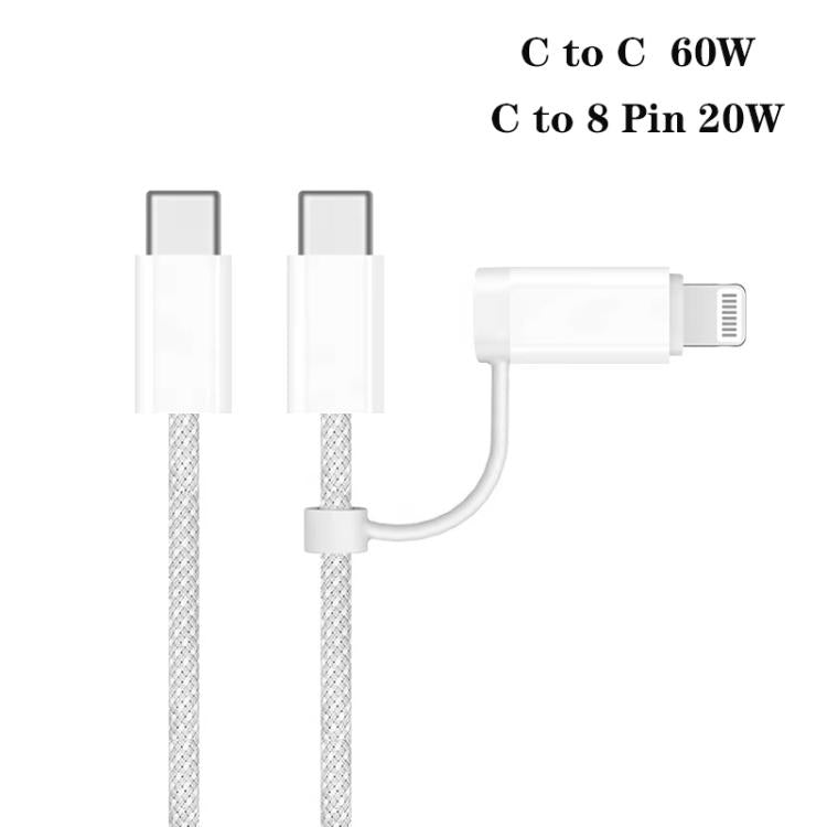 A3365 PD40W USB-C / 타입-C 충전기 및 타입-C to 타입-C / 8핀 데이터 케이블, 미국 플러그, 미국 플러그 + 1m 2-in-1 케이블