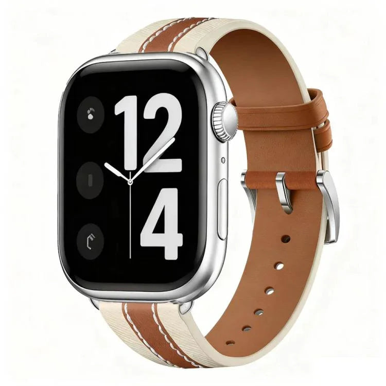 천연 가죽 컬러 블록 새들 시계 밴드, 애플 워치 46mm / 49mm / 45mm / 44mm용, 애플 워치 42mm / 41mm / 40mm / 38mm용