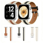 천연 가죽 컬러 블록 새들 시계 밴드, 애플 워치 46mm / 49mm / 45mm / 44mm용, 애플 워치 42mm / 41mm / 40mm / 38mm용