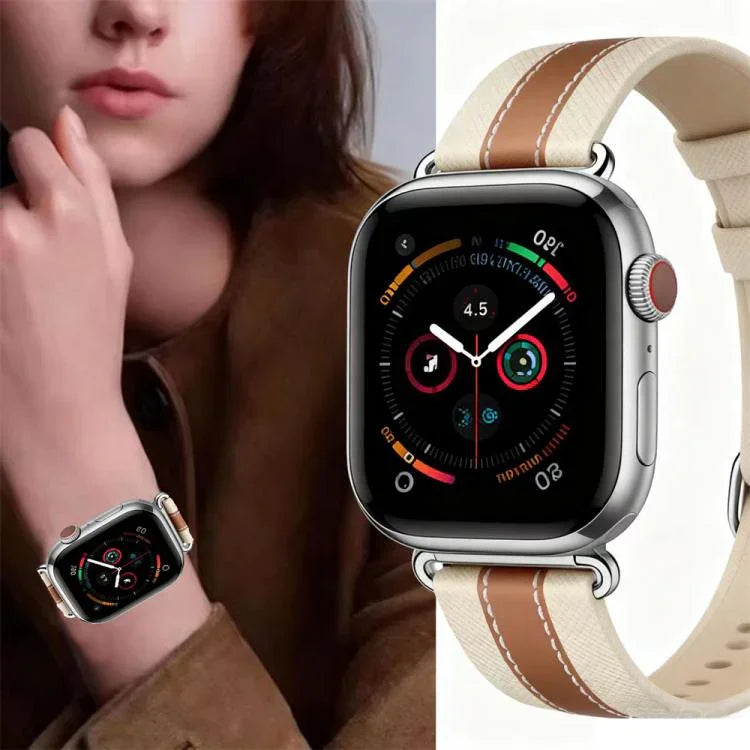천연 가죽 컬러 블록 새들 시계 밴드, 애플 워치 46mm / 49mm / 45mm / 44mm용, 애플 워치 42mm / 41mm / 40mm / 38mm용