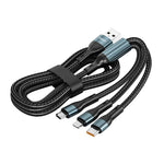 ENKAY 3-in-1 120W USB to 8핀 / 타입-C / 마이크로 USB 나일론 꼬임 고속 충전 케이블, 길이: 1.2m, ENK-CB184
