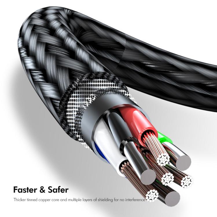 ENKAY 3-in-1 120W USB to 8핀 / 타입-C / 마이크로 USB 나일론 꼬임 고속 충전 케이블, 길이: 1.2m, ENK-CB184