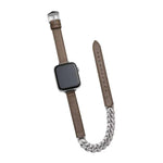 다이아몬드 장식 팔찌 천연 가죽 시계 밴드, 애플 워치 46mm / 49mm / 45mm / 44mm용, 애플 워치 42mm / 41mm / 40mm / 38mm용