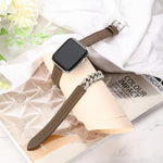 다이아몬드 장식 팔찌 천연 가죽 시계 밴드, 애플 워치 46mm / 49mm / 45mm / 44mm용, 애플 워치 42mm / 41mm / 40mm / 38mm용