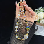Golden Pearl Mobile Phone Chain, Silver, Golden