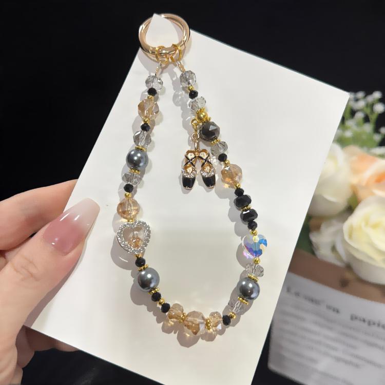 발레 슈즈 하트 크리스탈 폰 참, 분홍색, 초록색, 검정색