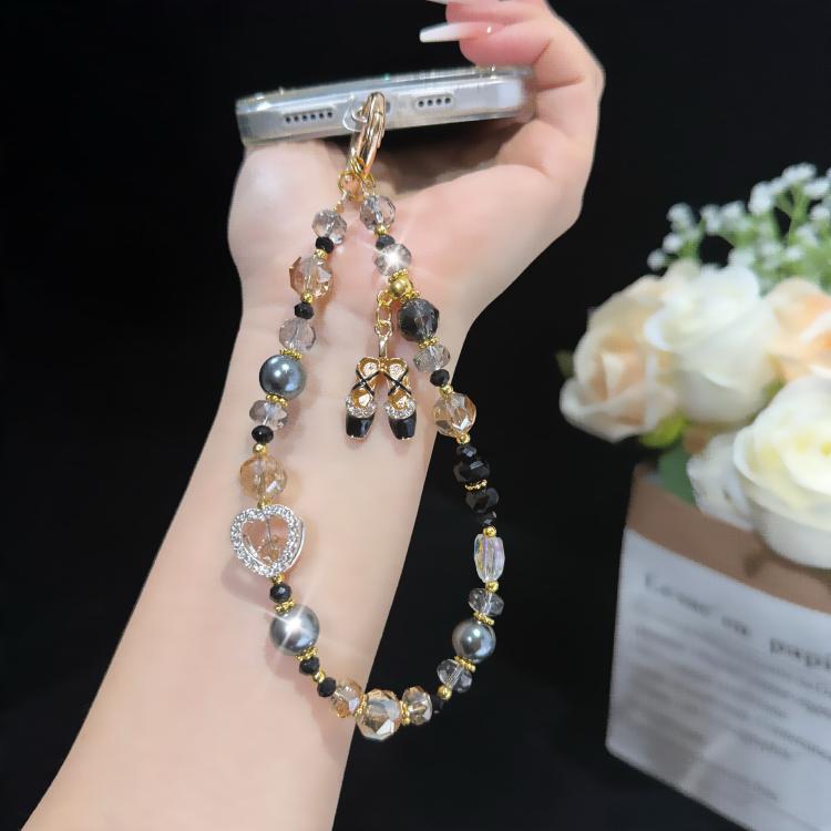 발레 슈즈 하트 크리스탈 폰 참, 분홍색, 초록색, 검정색