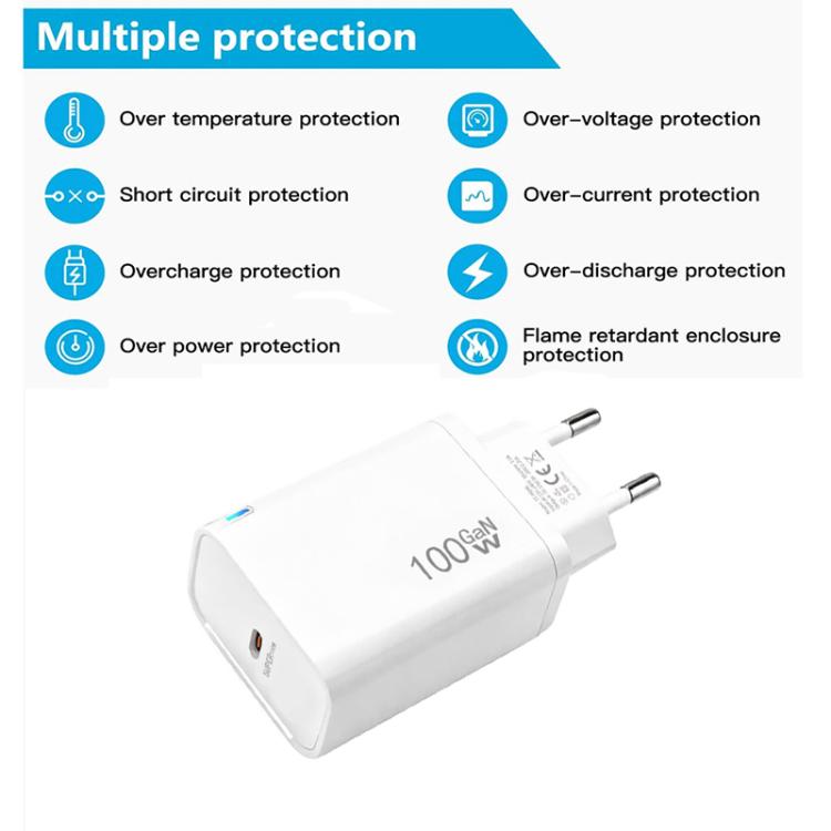 TE-PD46 GaN 100W PD 45W 완전 호환 프로토콜 충전기, 유럽 플러그