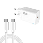 TE-PD46 GaN 100W PD 45W 완전 호환 충전기 및 타입-C to 타입-C 데이터 케이블, 유럽 플러그