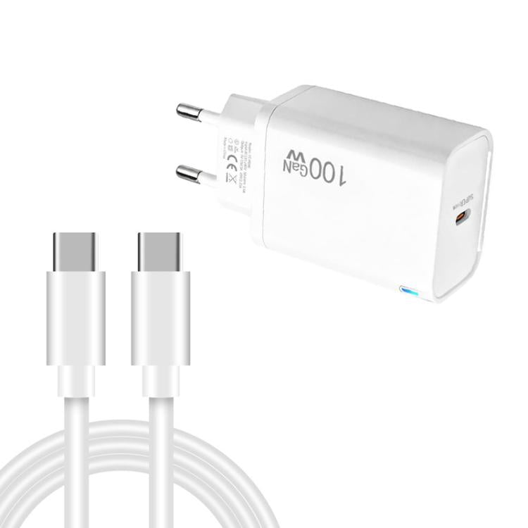 TE-PD46 GaN 100W PD 45W 완전 호환 충전기 및 타입-C to 타입-C 데이터 케이블, 유럽 플러그
