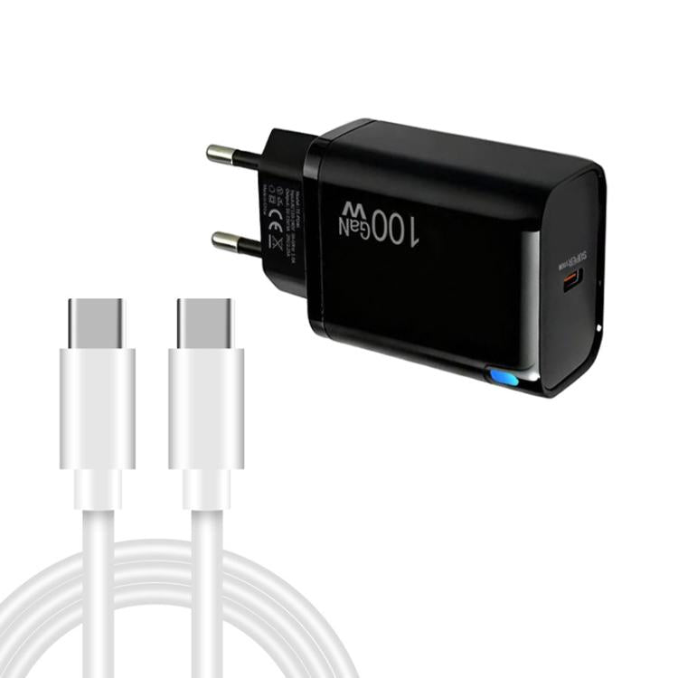 TE-PD46 GaN 100W PD 45W 완전 호환 충전기 및 타입-C to 타입-C 데이터 케이블, 유럽 플러그